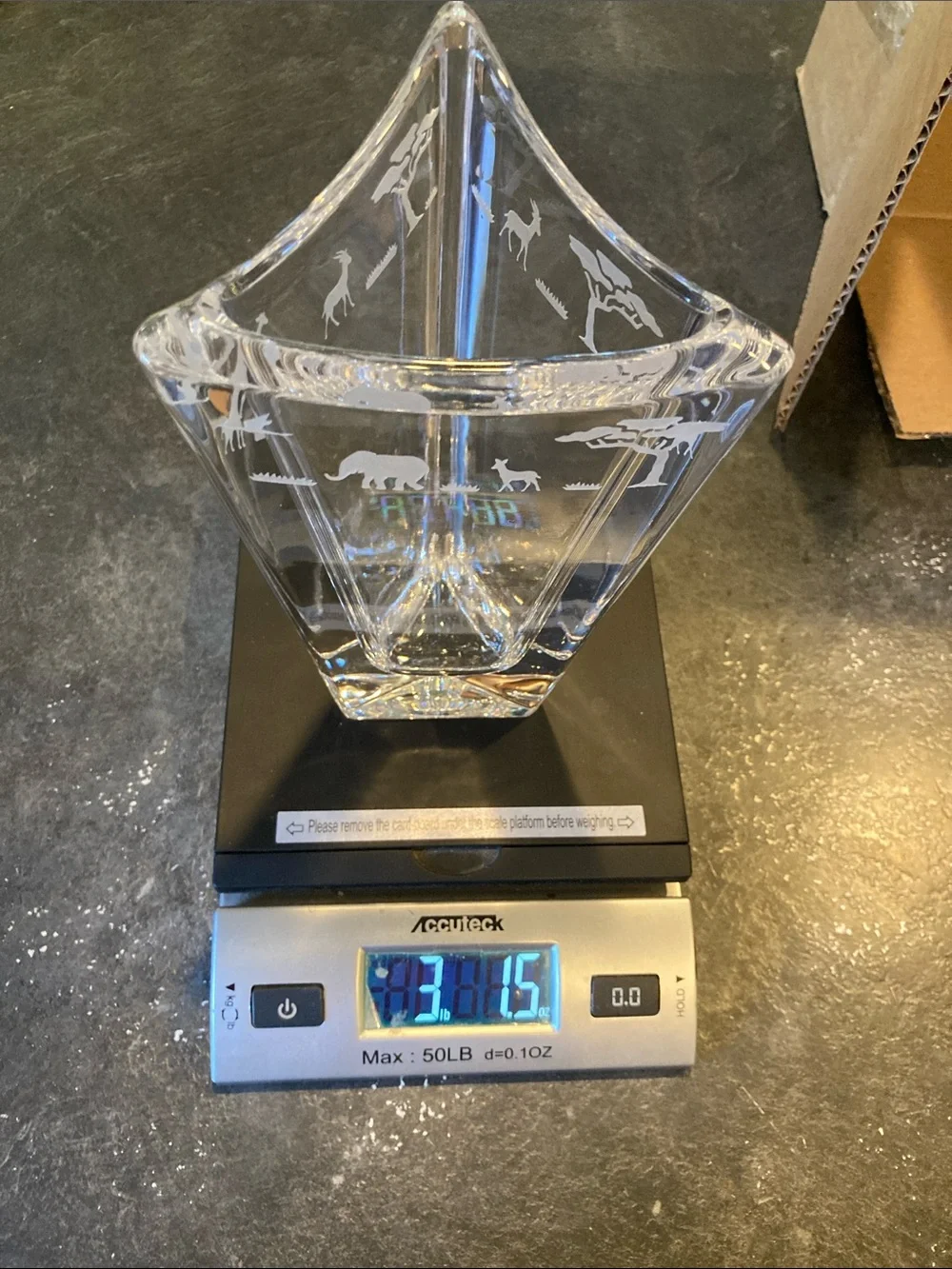 Mikasa Safari clear Crystal triangular vase